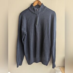 Robert Graham Navy Blue Quarter Zipper Mens Sweater Sz M Classic Office Career